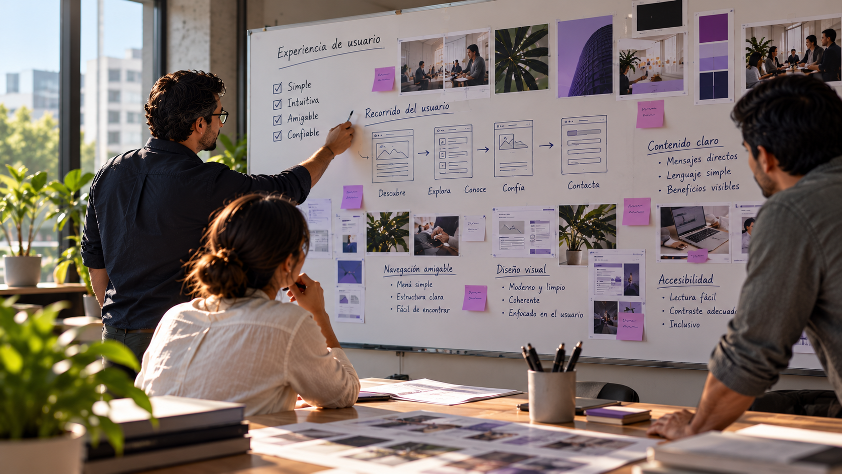 Equipo trabajando en experiencia de usuario y contenido digital