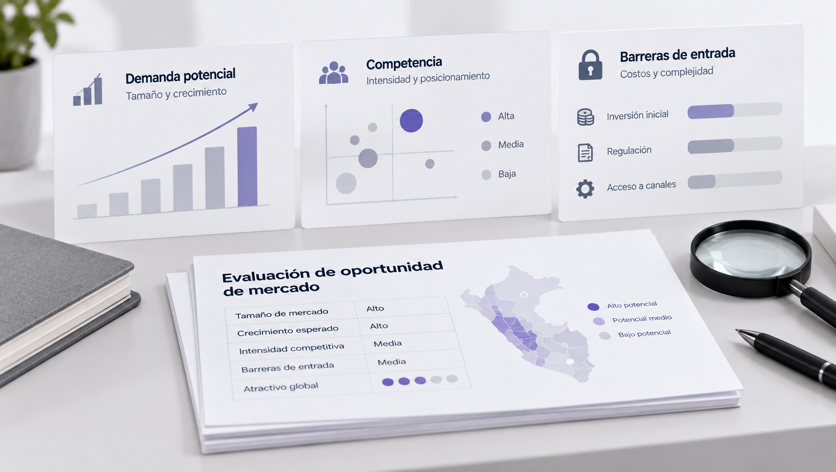 Evaluación del atractivo, competencia y viabilidad de oportunidades de mercado